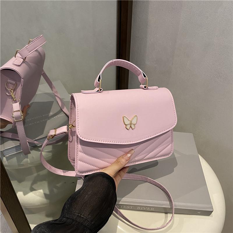 Vintage Faux Leather Shoulder Bag for Women, Butterfly Decor Small Crossbody Purse, Square Bag for Daily Use