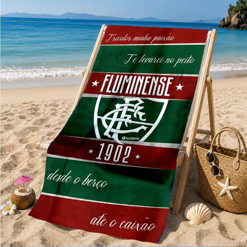 Flumi-nense Football Crest Printed Microfiber Beach Towel, Soft And Absorbent, Quick-Dry, Ideal for Summer Travel, Beach Essential, Swimming Pool