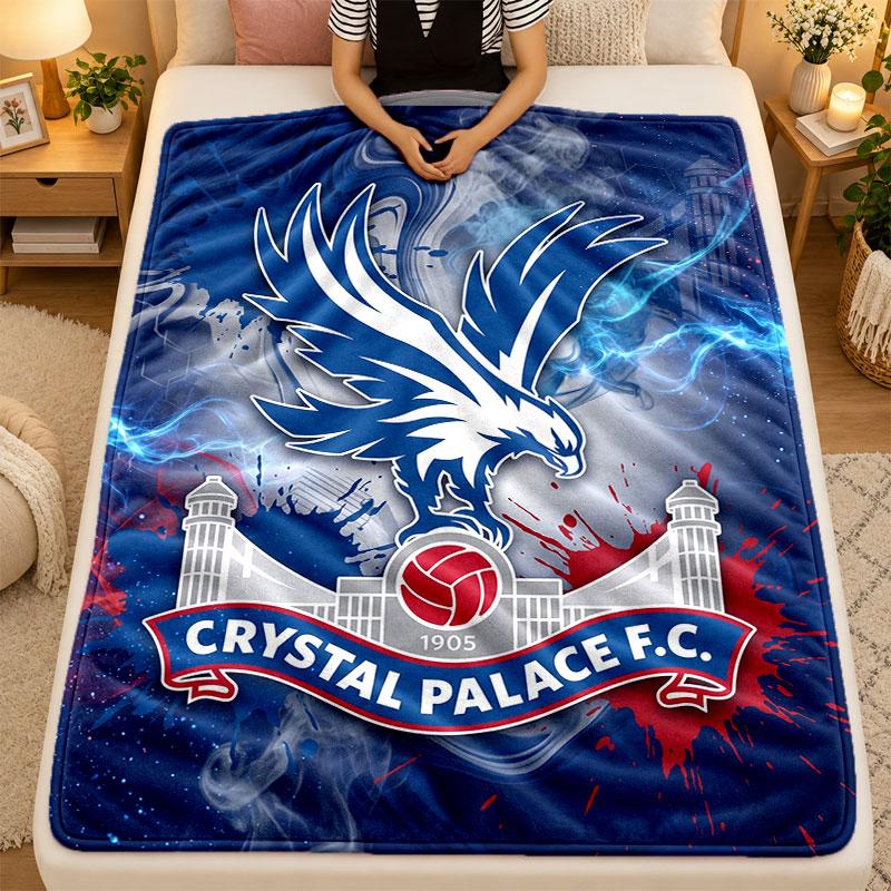 Flannel BlanketCrystal Palace Football Warm Soft Throw Blanket for Indoor Sofa Bed Living Room Use