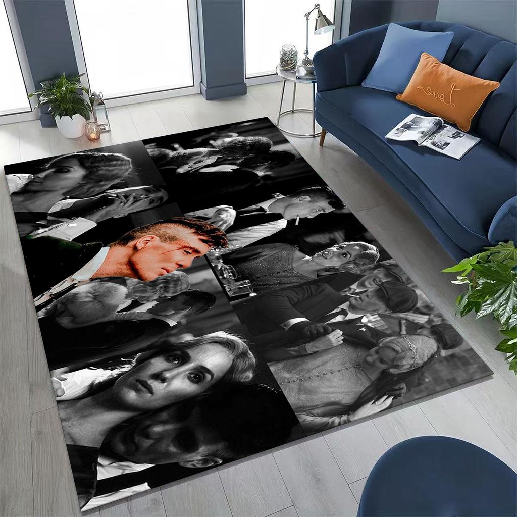 3D Tommy Shelby P-Peaky B-Blinders Kunst Teppich für Schlafzimmer Wohnzimmer Sofa Zuhause Fußmatte Dekor, Große Kinder Rutschfeste Bodenmatte