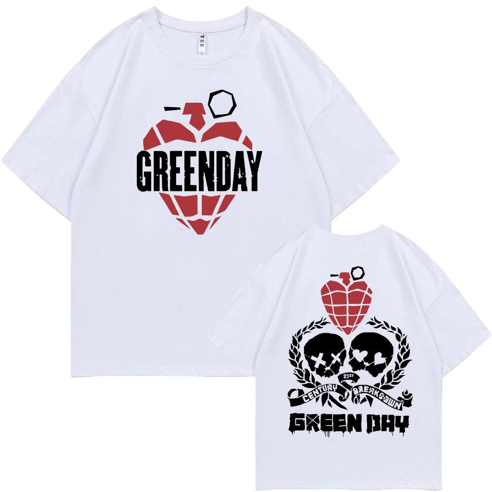 Rare Punk Band Green Day World Tour Graphic T Shirts Men Women Vintage Gothic Rock Oversized Tshirt Male Cotton Casual T-shirts