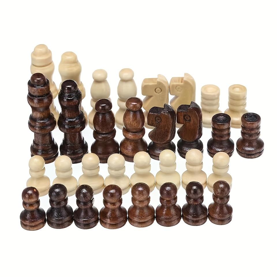 32Pcs Wooden Chess Pieces Complete Chessmen Wood Chess Set Chess Piece Accessories