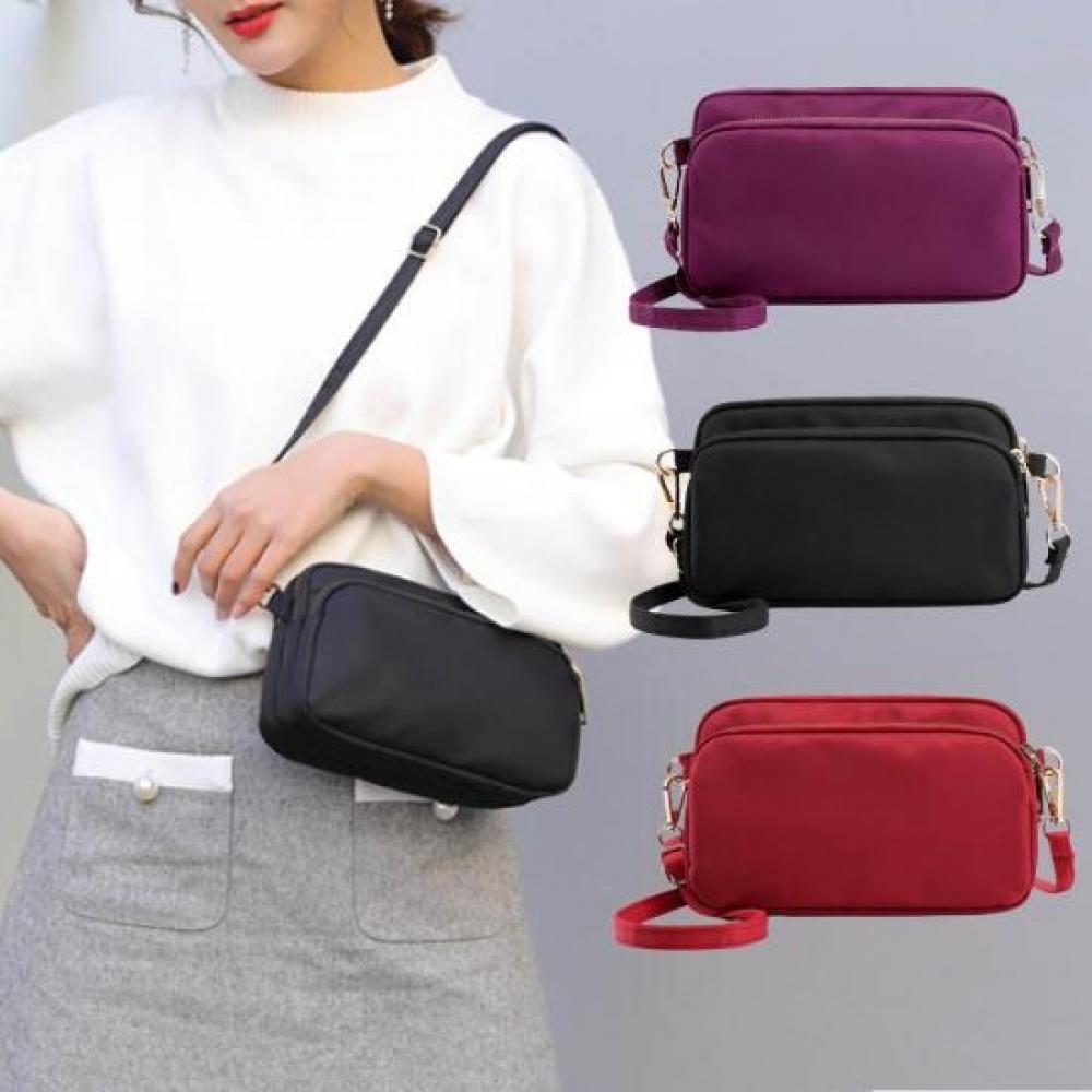 Open Run Women Basic Zipper Crossbody Bag Two Square Detail