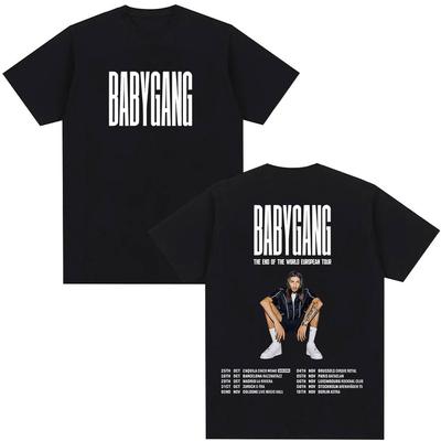 Rapper Baby Gang The End of European World Tour 2025 TShirt Mens Hip Hop Gothic Fashion Cotton Short Sleeve T Shirt Streetwear