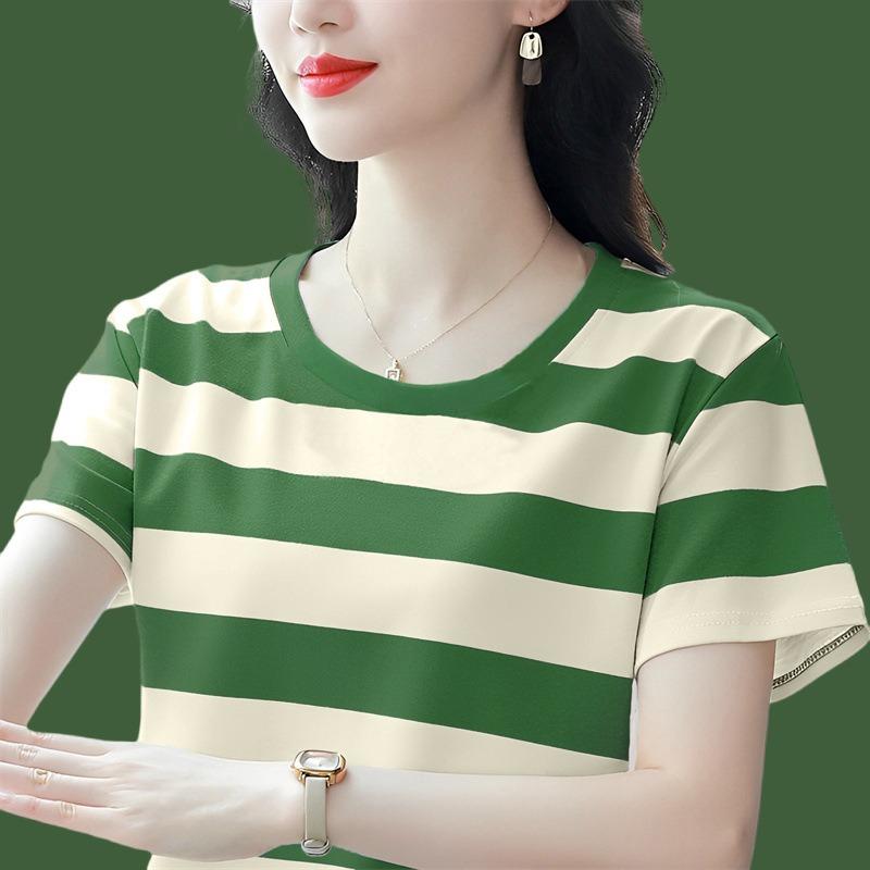 

Summer Striped T-shirt Women s Short-sleeved T-shirt Clothes Loose Top S