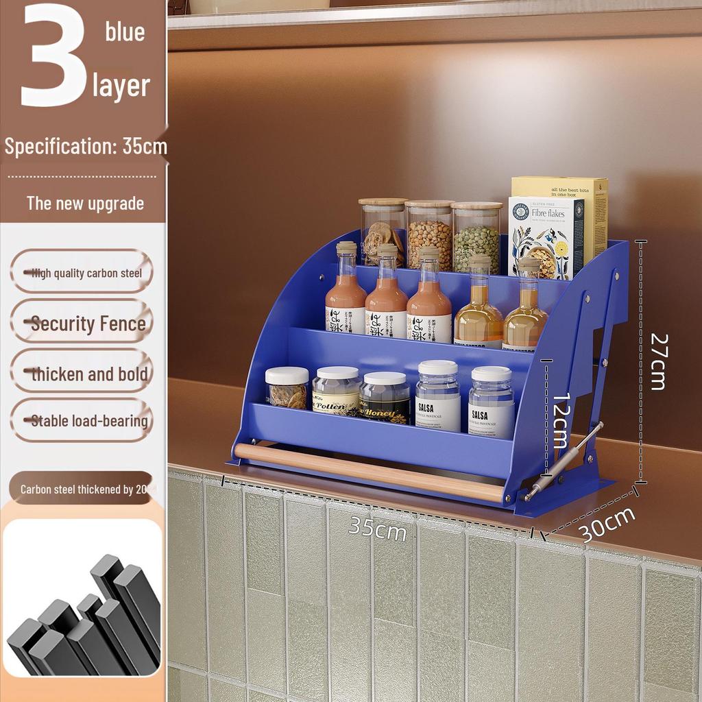Non-Drill Kitchen Cabinet Pull-Down Spice Rack