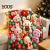 Soft Texture Blanket for Couch Teddy Bear Floral Print Blanket, Super Plush Throw Cute Bunny Rabbit Decorative Puppy Pattern, Cozy Flannel Bedroom