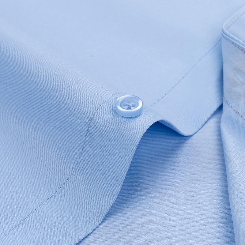 Men Formal Shirt Long Sleeve Office Solid Color Anti-Wrinkle Long Sleeve Shirt Men Casual Fashion Business Office White Shirt
