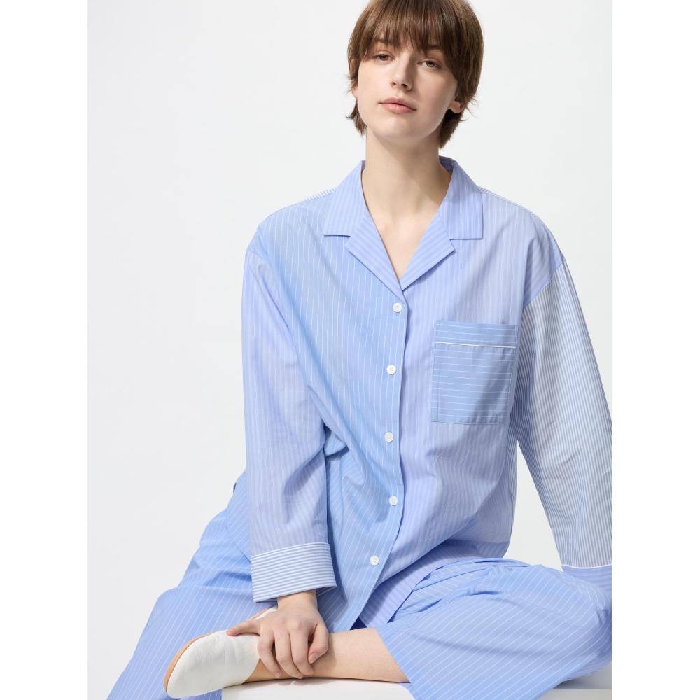 

Uniqlo Хлопковая пижама Длинный рукав Сумасшедший узор 61 BLUE/WOMEN XS