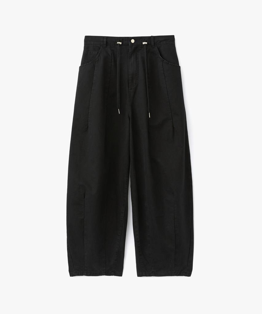 AOTT Washed Wide Balloon String Cotton Pants Black