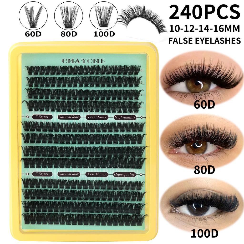 Mixed Pack Thick Curl Hot Melt Stem False Eyelashes - Cross-border DIY Large Capacity 60D/80D Segmented Single Cluster Design