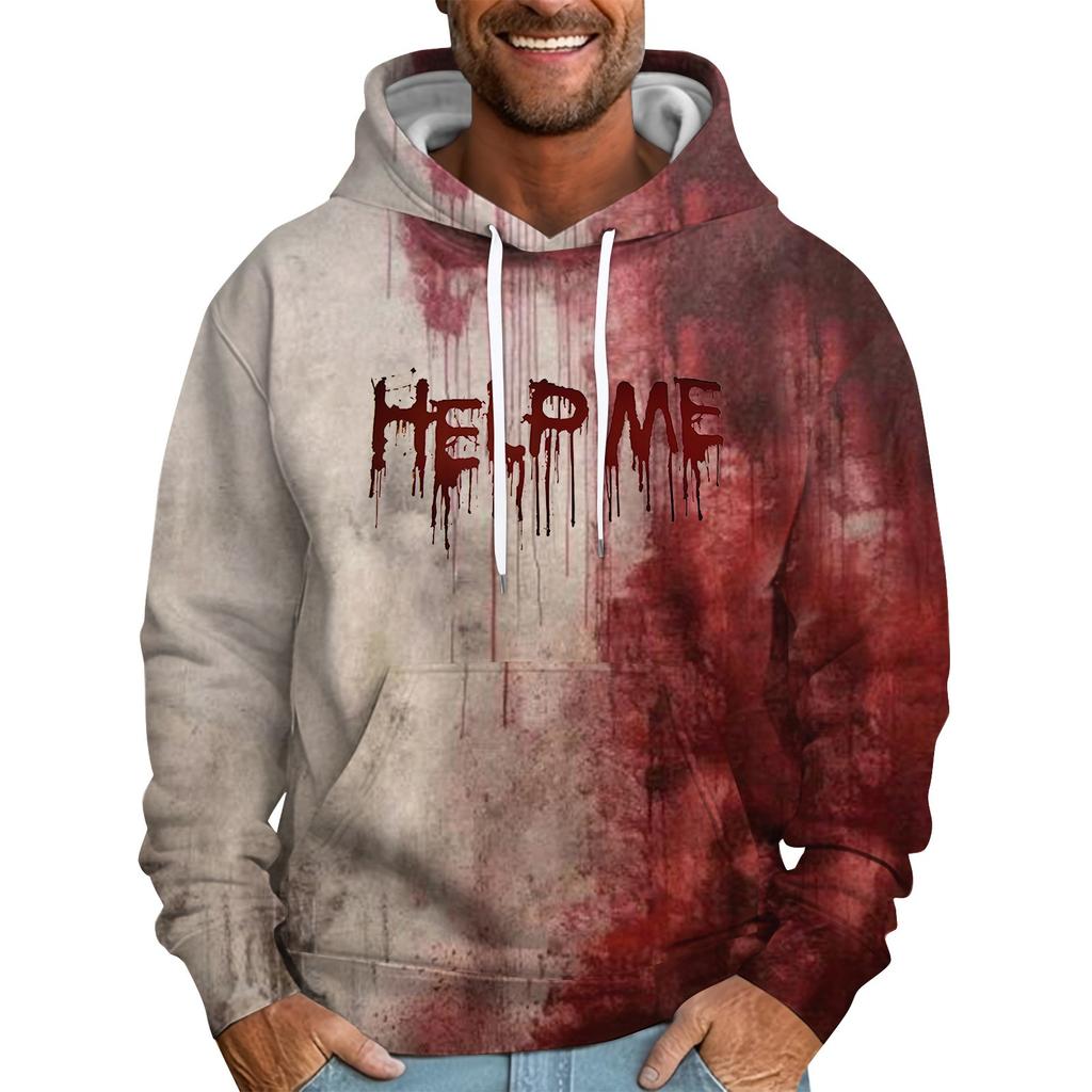 Men's Loose Printed Hooded Sweatshirt Men's Casual Fashion Sports Sweatshirt