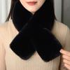 Winter Warm Plush Cross Scarf Thickened Soft Neckerchief Wrap Solid Color Faux Rabbit Fur Scarf Autumn Winter