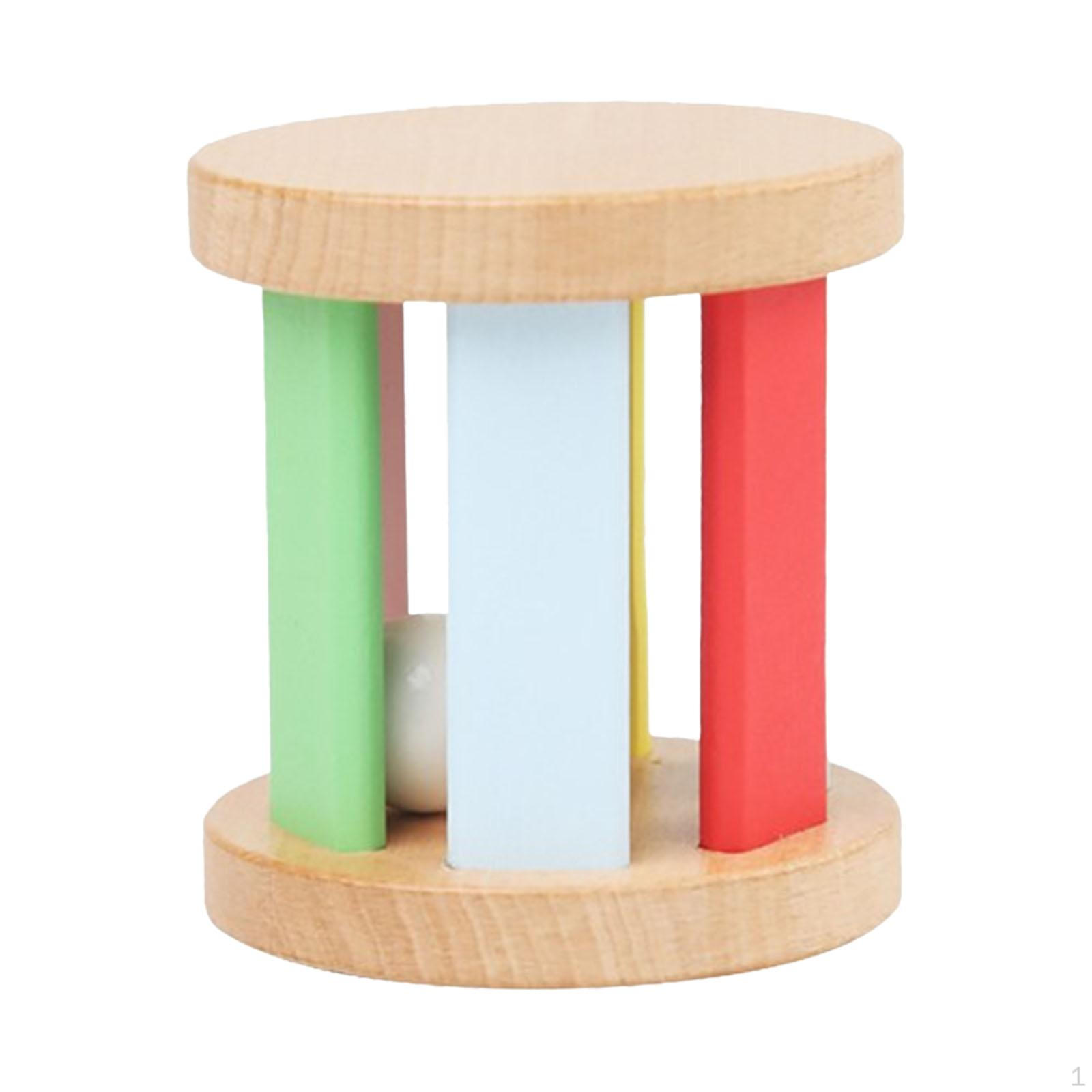 Rattle The Bell Roller Rattle, Movement Educational Wooden Rolling Toy Hand for Boys