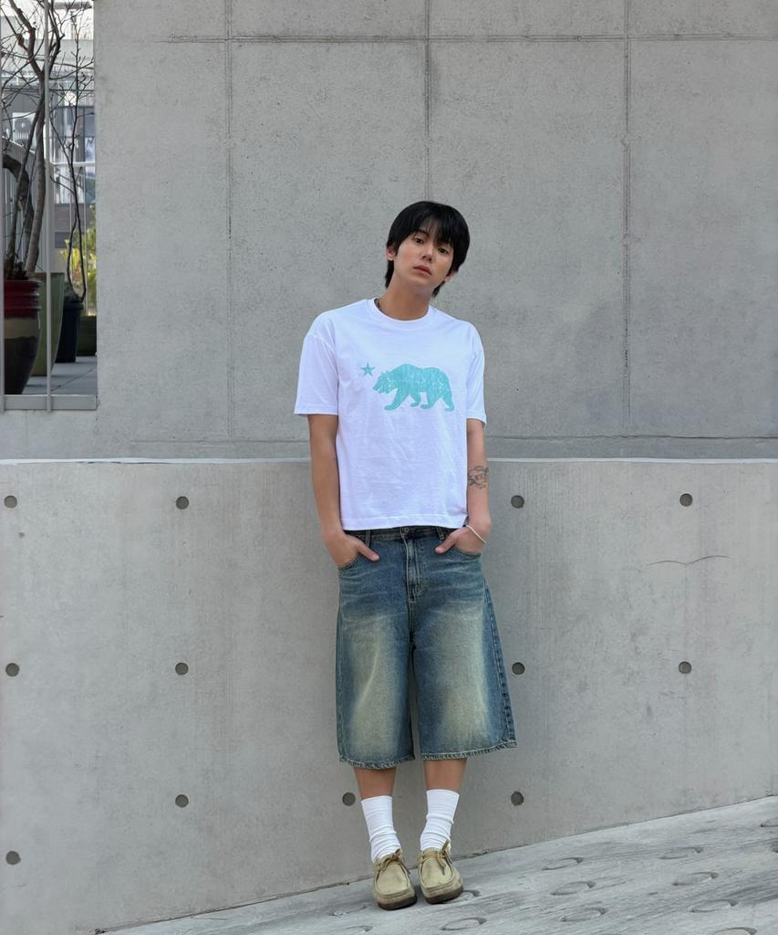 AMOU Cali Bear Half T-Shirts White