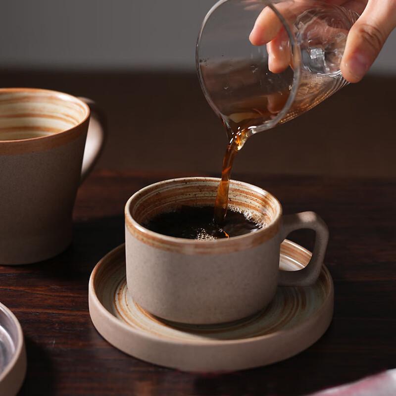 Qitai Japanese Ceramic Coffee Cup & Saucer Set