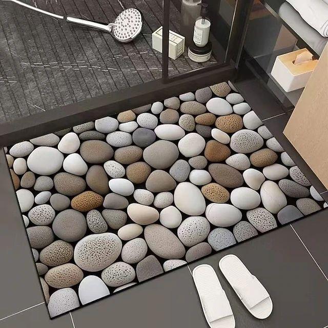 Goose Soft Stone Printed Door Mat Minimalist Nordic Style Stone 2D Printed Carpet Living Room Bedroom Foyer Floor Mat