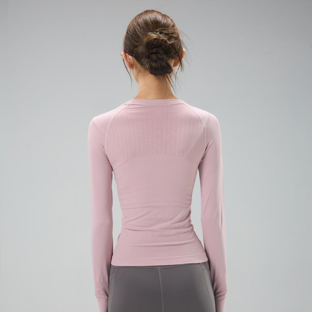 Women's Quick-Dry Long Sleeve Fitness Top - High Elastic, Slimming, Round Neck, Ideal for Autumn/Winter Running and Training.