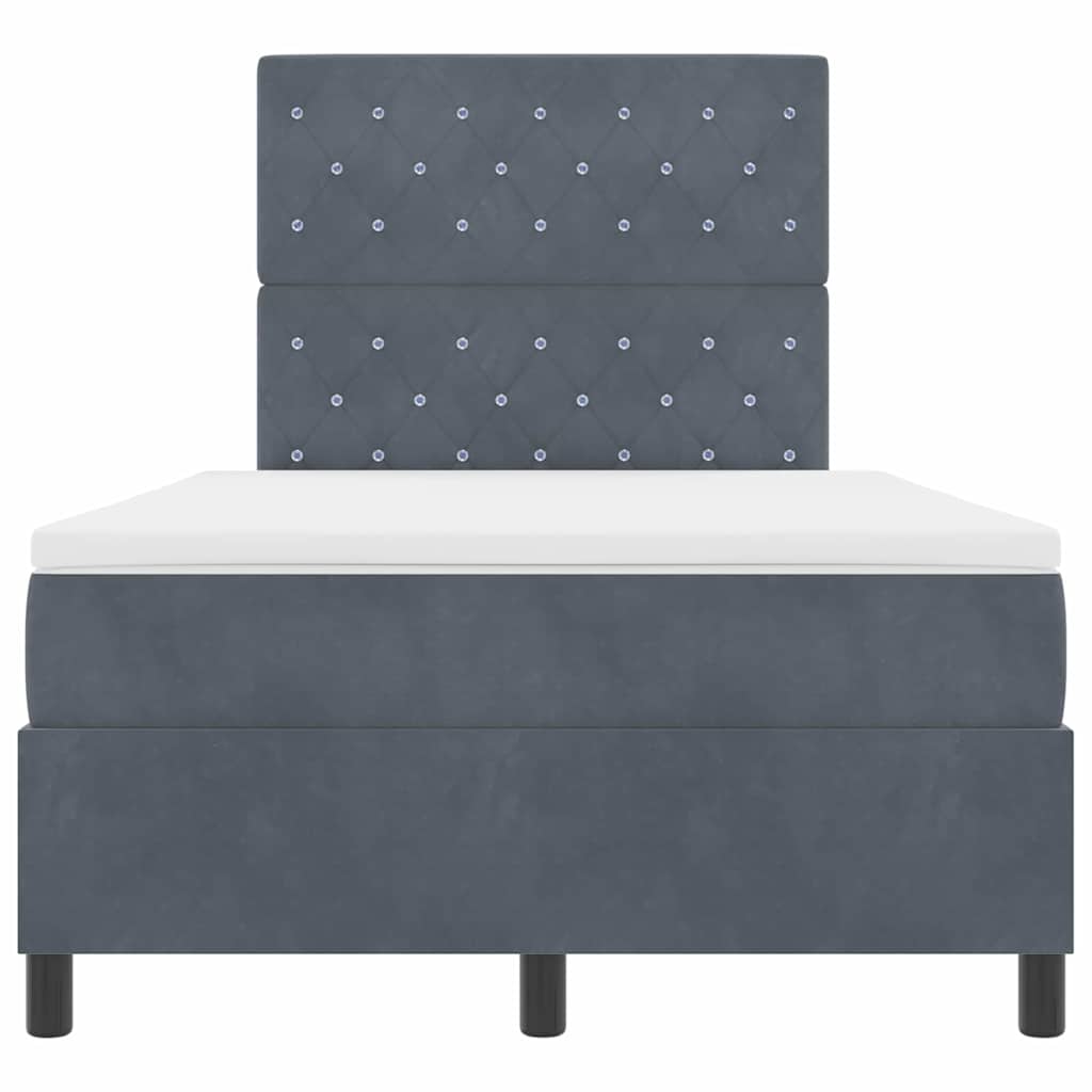 Box Spring Bed with Mattress Dark Grey 120 X 190 Cm Velvet