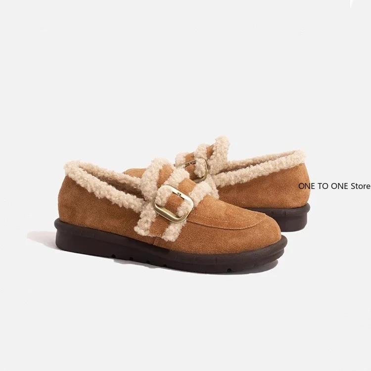 Móda Dámské mokasíny Kožešina Kulatá špička Dřeváky Platforma Dámské boty Zimní Creepers Nové Šaty Řím Semišové Středně vysoké Pevné Sněhule Základní Střední