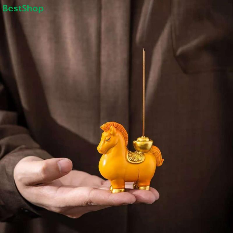 2026 Year of the Horse Incense Stick Holder, "Get Rich Immediately" Lucky Horse Figurine for Home Decor