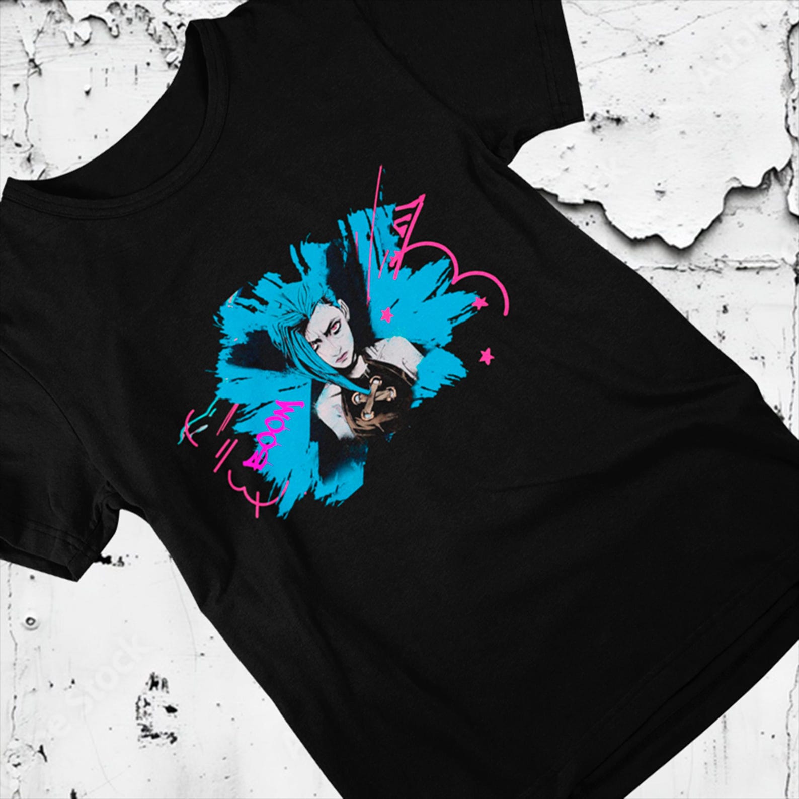Jinx Arcane T-Shirt / Gamer Streetwear Tee / Cyberpunk Anime Style / LoL Inspired Gift / Blue Chaos Shirt / Get Jinxed 3XL