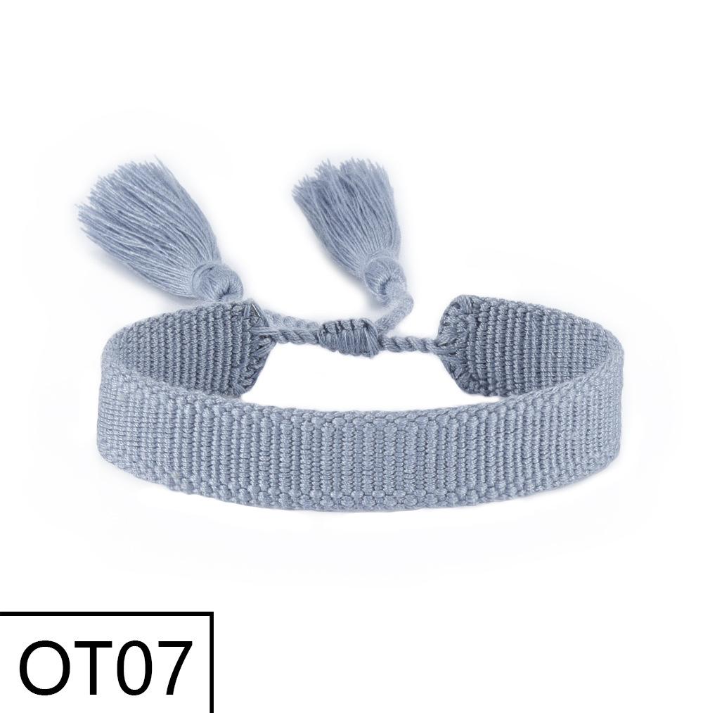 European & American Style Woven Bracelet - Solid Color, 1.3cm, Handmade Tassel, Fashionable Polyester Hand Rope for Women