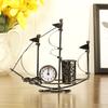 1pcs Creative Iron Art Clock Crafts Sailing Pen Holder Multi-function Living Room Decoration Student