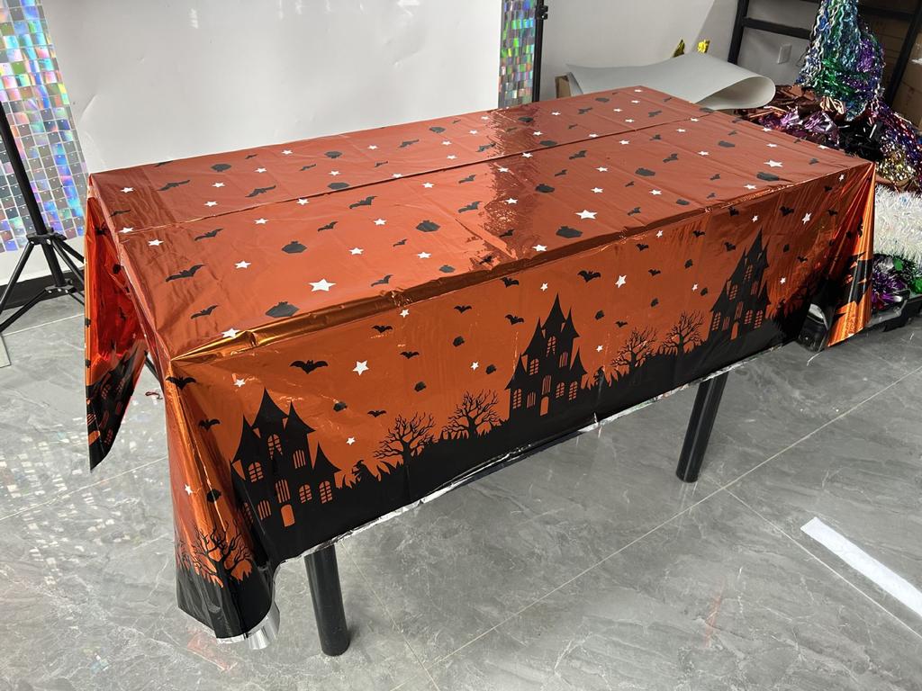 Halloween Decoration Tablecloth,Disposable Pumpkin Spider Web Bat Plastic Table Cover,Halloween Party Home Table Decor