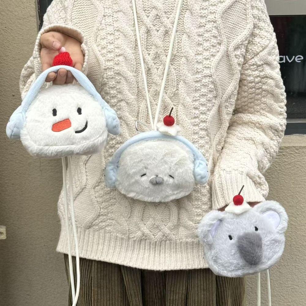Cute Coin Purse Snowman/Seal/Koala With Lanyard Makeup Bag Portable CCD Storage Bag Small Items Storage