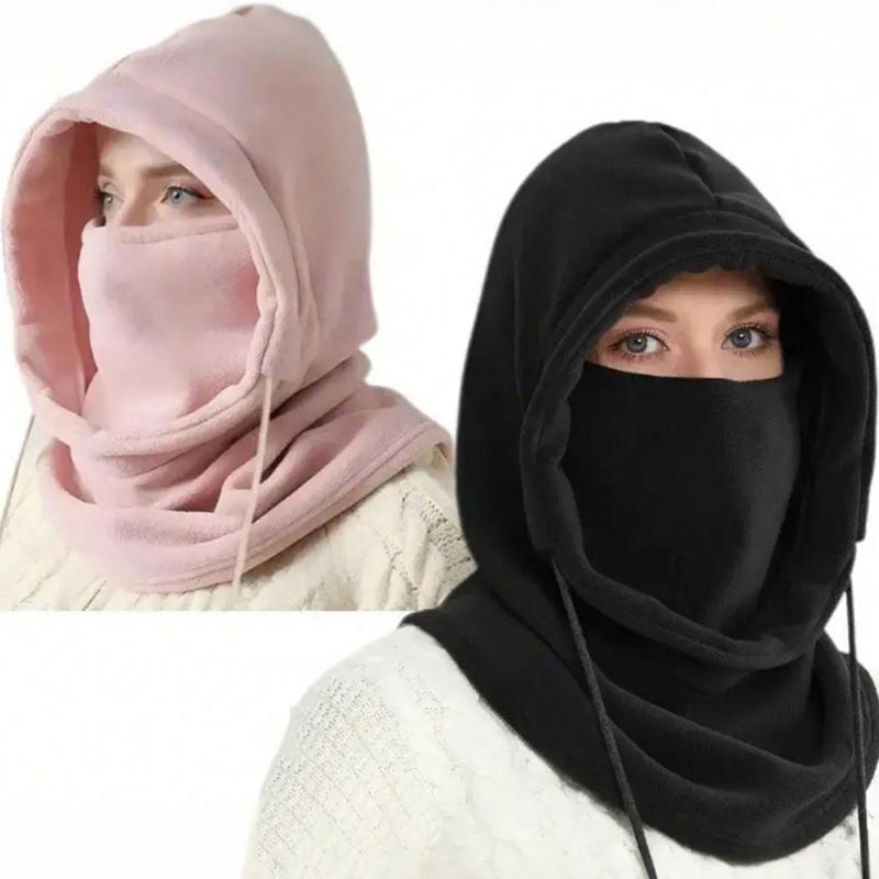 A Woman's Black Fleece Balaclava Hat, Sun Proof Cycling Hat