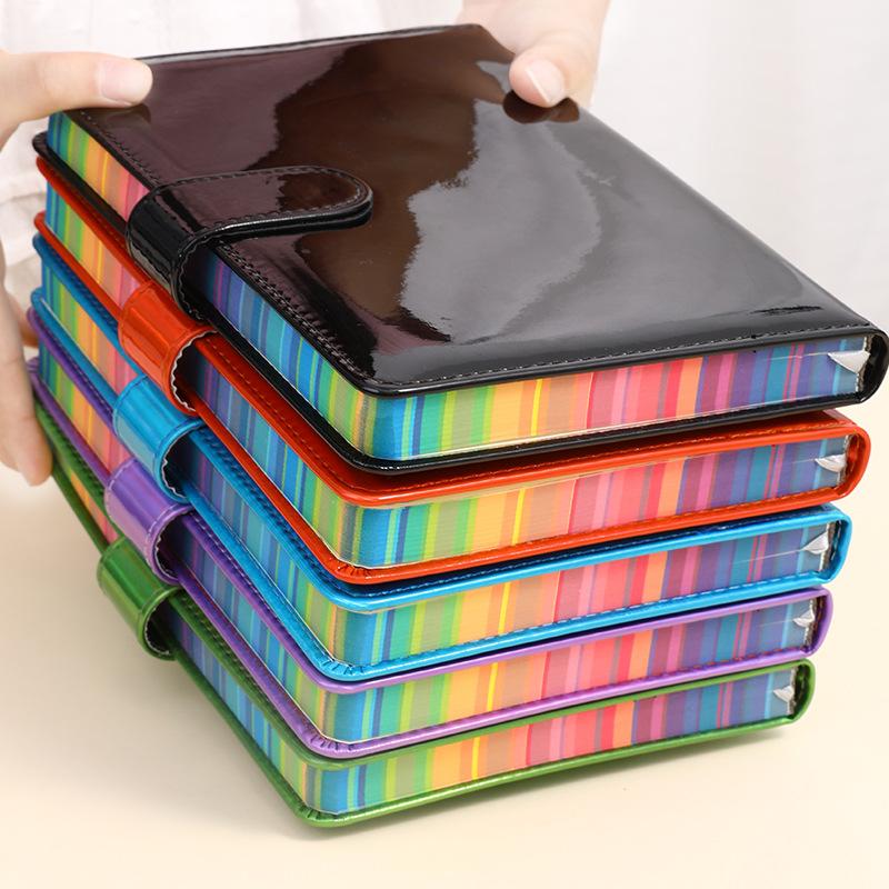 Laser Symphony Leather Notebook Buckle Color Edge Notepad Thickened