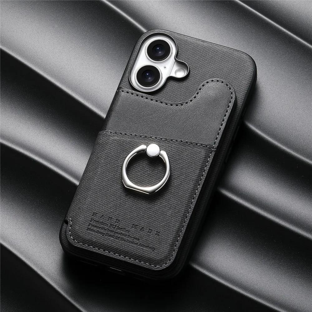 

Чохол-книжка з тримачем для карток, з RFID-захистом, чохол для телефону для IPhone 16 E 16 15 14 Plus 13 12 11 Pro Max, кільце, шкіряна підставка, кришка For iPhone 16 Plus