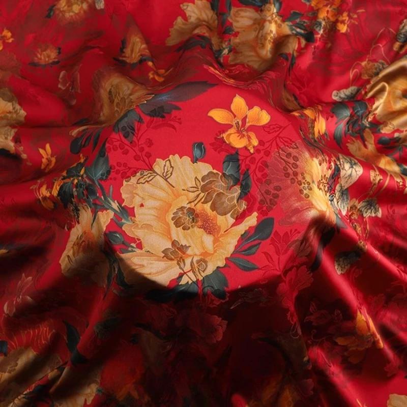 Chinese-style Imitation Silk Cloud Gauze High-end Fabric Soft Cotton Silk Printed Fabric DIY Cheongsam Dress Hanfu Clothing
