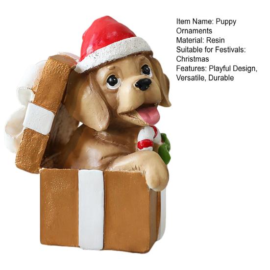 Christmas Puppy Resin Ornament Cute Puppy In Scarf Figurine Christmas Showcase Desk Home Office