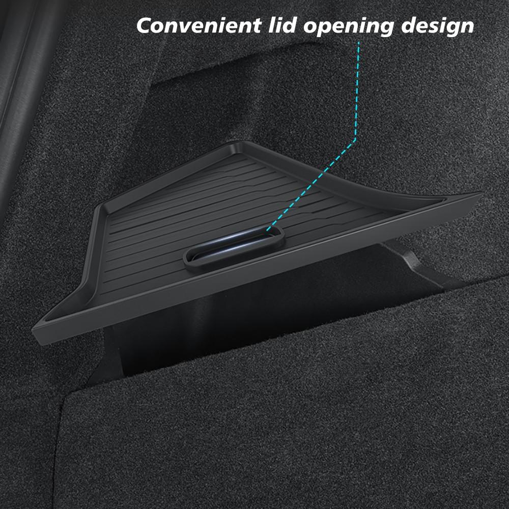 For Tesla Model Y Juniper 2025+ TPE Car Trunk Side Storage Box Cover Plate Organizer Car Trunk Side Storage Box Refit Accessorys