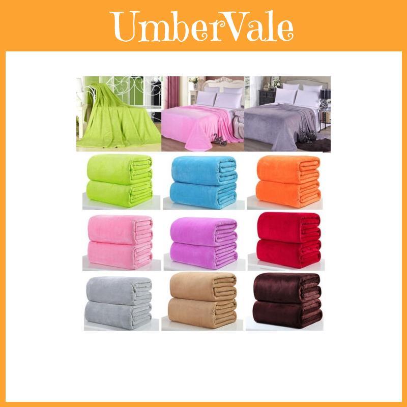 Soft Super Warm Solid Warm Micro Plush Fleece Blanket Throw Rug Sofa 1pc Bedding