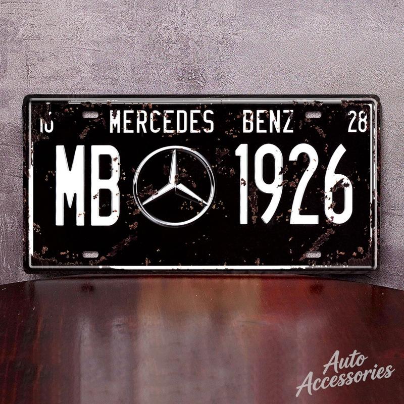 Car Number Tin Plate Plaque Bar Club Wall Art Garage Home Decorate Vintage Metal Sign Poster For Mercedes Benz Accessory Sticker JT1