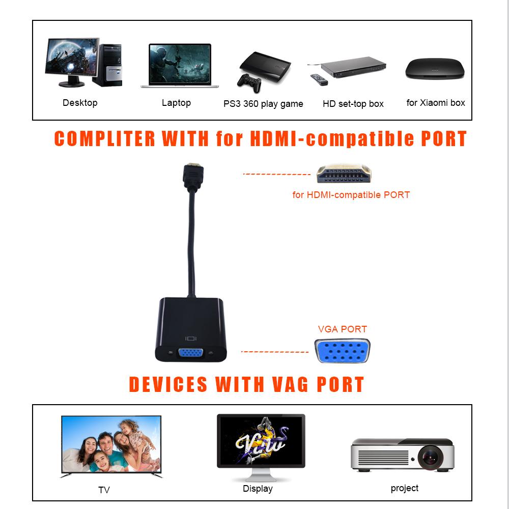 

TISHIRC HD 1080P HDMI-совместимый кабель VGA 4k адаптер VGA HDMI-совместимый разветвитель-конвертер для PS4 XboxTablet ноутбук ПК ТВ