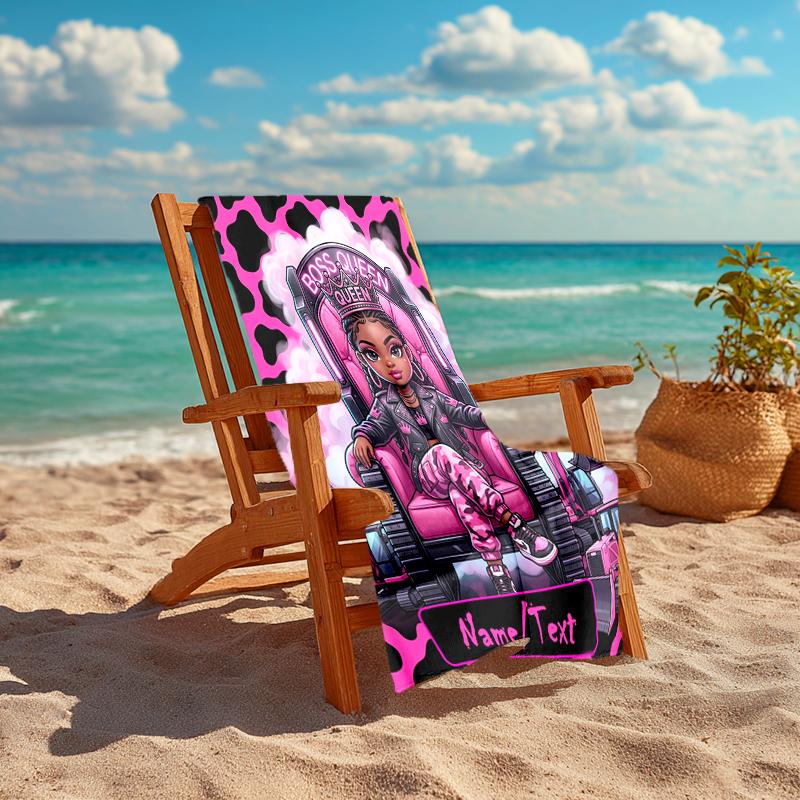 1PC Custom Name Queen Power Throne Beach Towel Highly Absorbent And Sand-Resistant Towel for Swimming, Pool, Yoga, And Travel Lightweight
