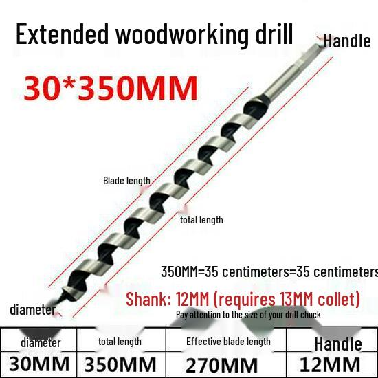 Extended Hex Shank Forstner Drill Bit for Woodworking - Door & Panel Hole Opener