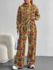 Broken Flowers European And American Autumn And Winter Casual Long-Sleeved Suit Women'S Hooded Sweater Trousers Two-Piece Set