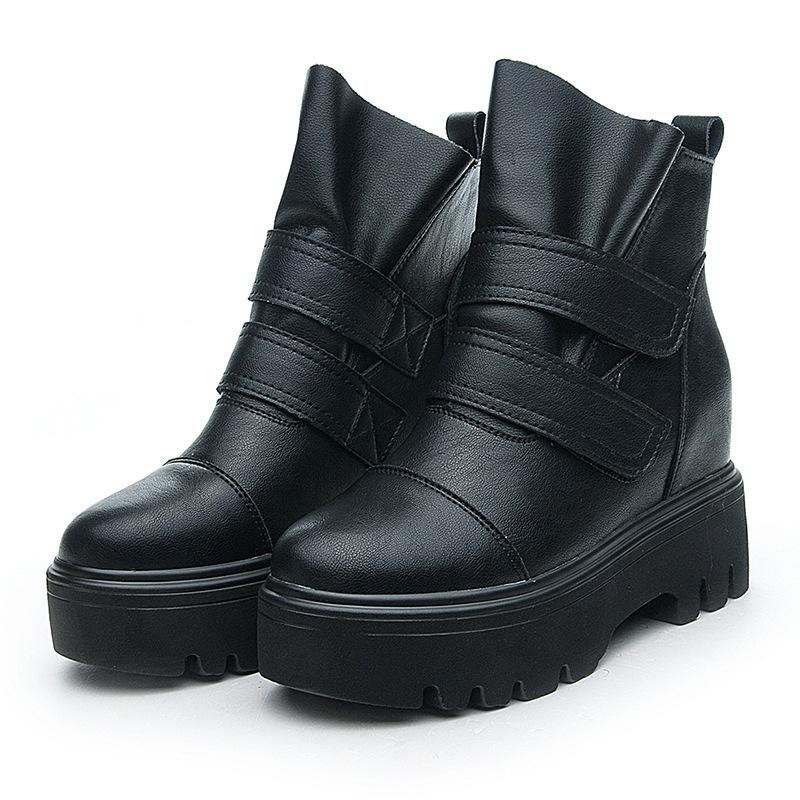 Martin Stiefel Innenhöhe Erhöhung Herbst und Winter Neu Britischer Stil Lederstiefel Ins Trendige Schuhe Plateau Freizeitschuhe Kurze Stiefel