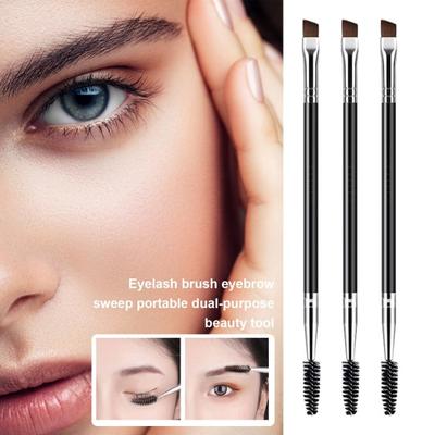 Zestaw 3 dwugłowych pędzli do brwi Spiral Bevel Eye Makeup Brush Plastikowy uchwyt Szczotka do rzęs Profesjonalny grzebień do rzęs Narzędzie do brwi