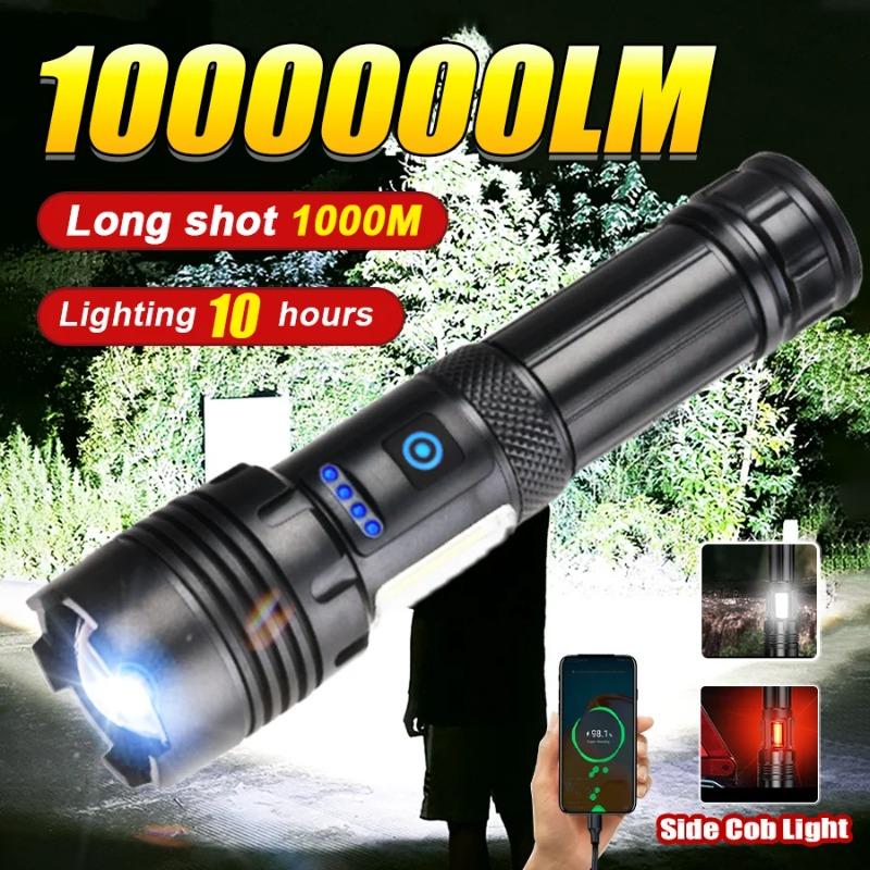 High Power LED Flashlight Type-c Rechargeable Flashlight Strong Light Outdoor Portable Torch Light Camping Fishing Work Lantern