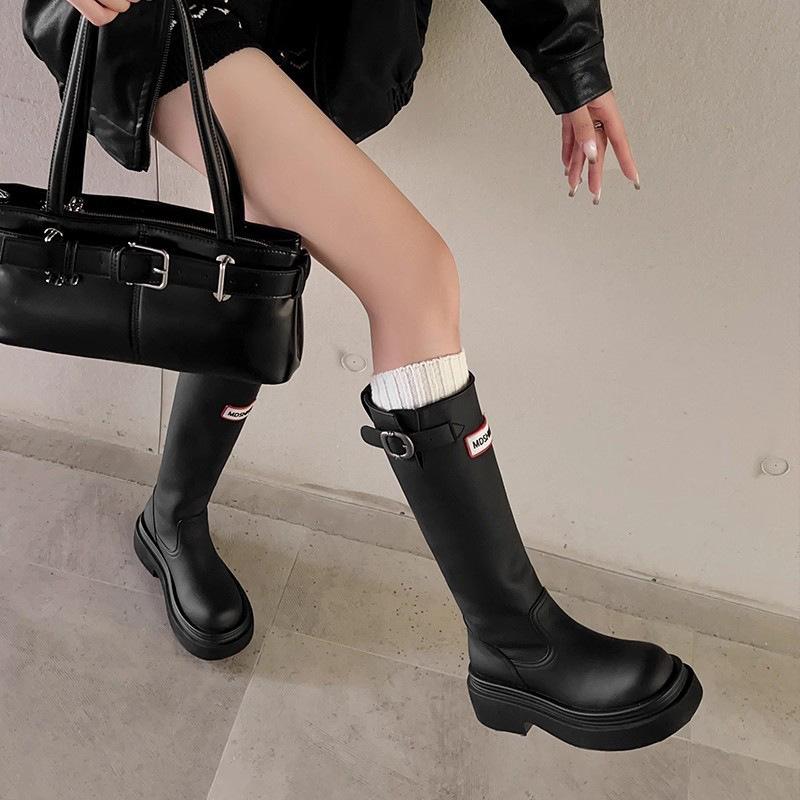 Niche Letters Thick-soled Heightened and Thin Tall Boots Women's Autumn and Winter British Style Fashion Spice Girl Sleeve Fashion Boots