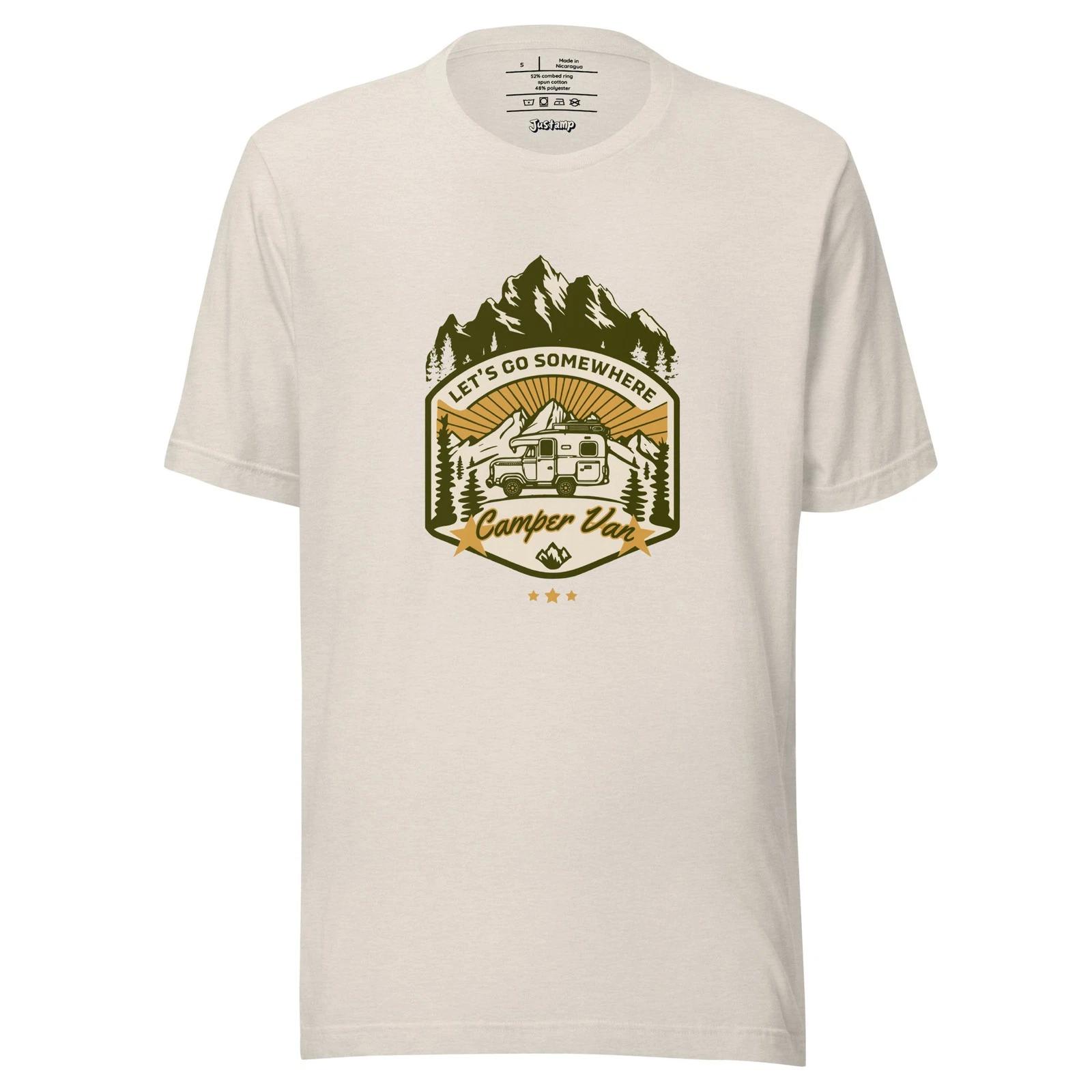 Retro Camper Van Mountain Adventure Travel Graphic T-Shirt S