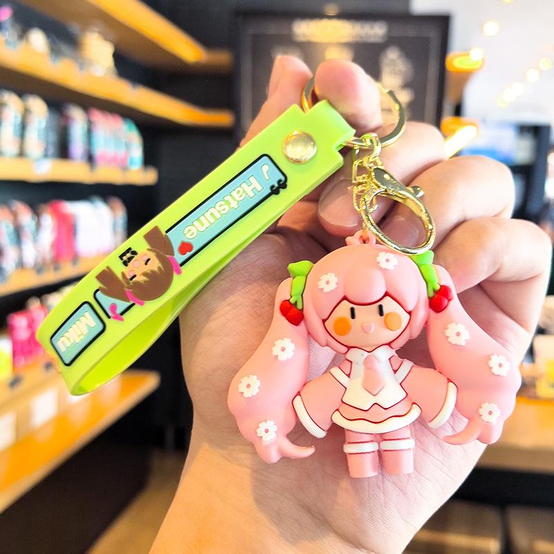Hatsune Miku Keychain Anime Doll Bag Cartoon Small Decoration Accessories Car Key Chain Backpack Charm Christmas Gift