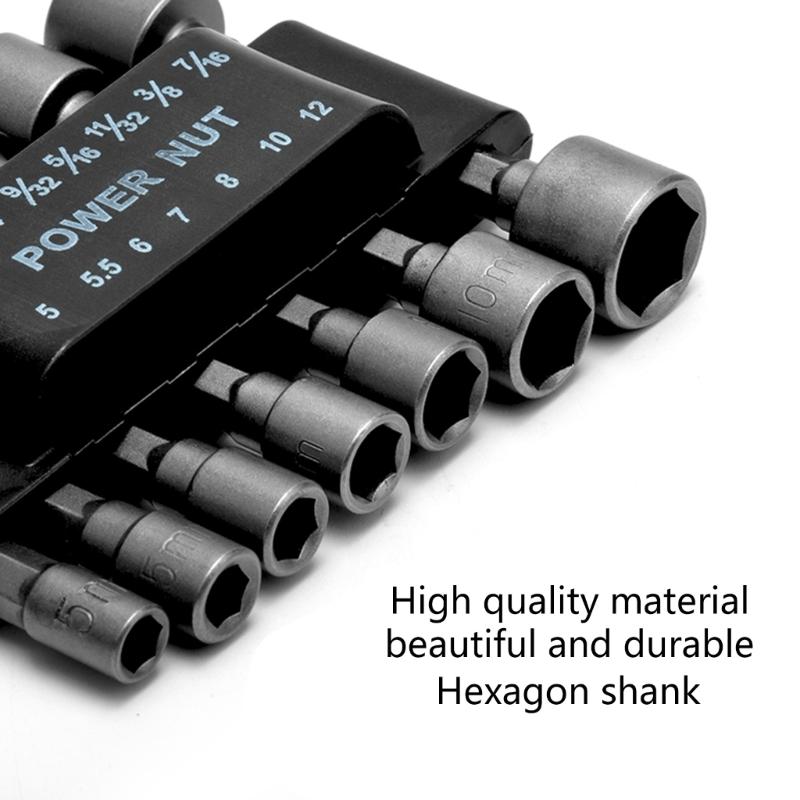 14pcs Power Nuts Driver Drill Bit Tools Set Metric Socket Wrench Screw 1/4'' Driver Hex Keys Screwdriver Set Bit Tools