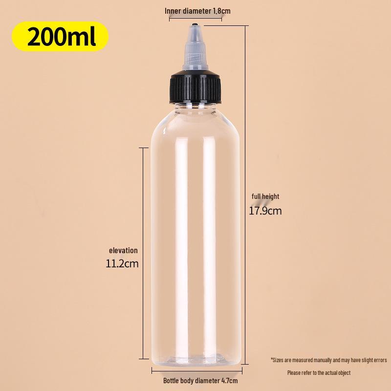 Transparent PET Squeeze Bottle with Pointed Mouth - Available in 30ml, 100ml, and 500ml Sizes